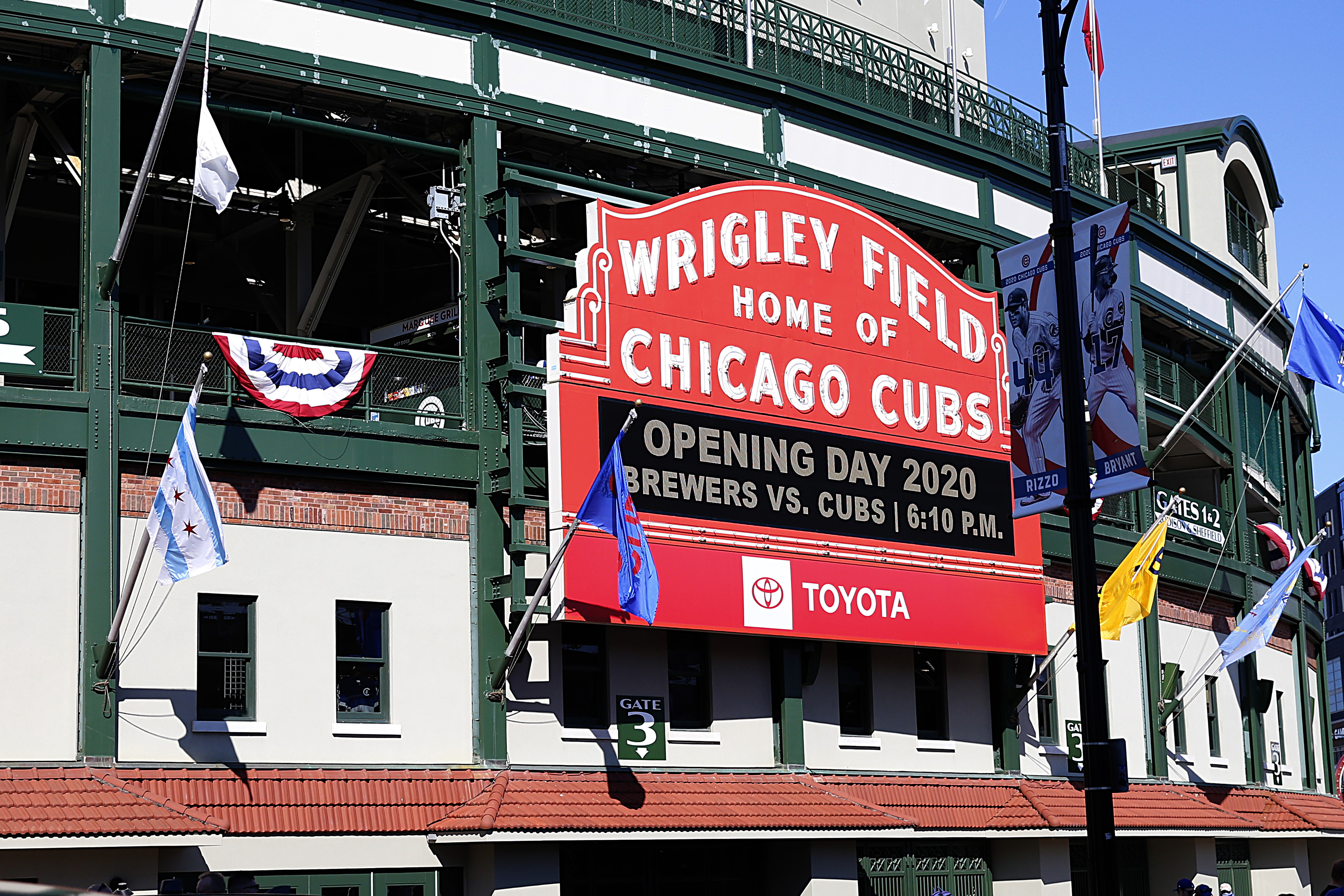 The Cubs Store. Wrigley Field is a baseball park located on the North Side  of Chicago, Illinois. It is the home of the Chicago Cubs, one of the city's  Stock Photo 